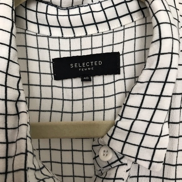 Selected Black and White Check Shirt Dress - Picture 3 of 5